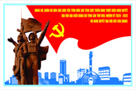 Mẫu tranh cổ động Tuyên truyền sau Đại hội đại biểu Đảng bộ tỉnh lần thứ XVII và Đại hội đại biểu toàn quốc lần thứ XIII của Đảng