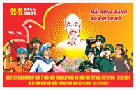 Mẫu tranh và khẩu hiệu tuyên truyền Kỷ niệm 77 năm ngày thành lập Quân đội nhân dân Việt Nam (22/12/1944 - 22/12/2021) và 32 năm ngày hội Quốc phòng toàn dân (22/12/1989 - 22/12/2021)